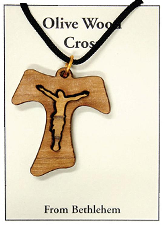 Olive wood Tau Crucifix
