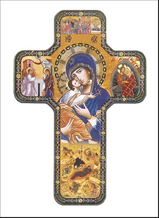 Wood Icon Cross - Our Lady