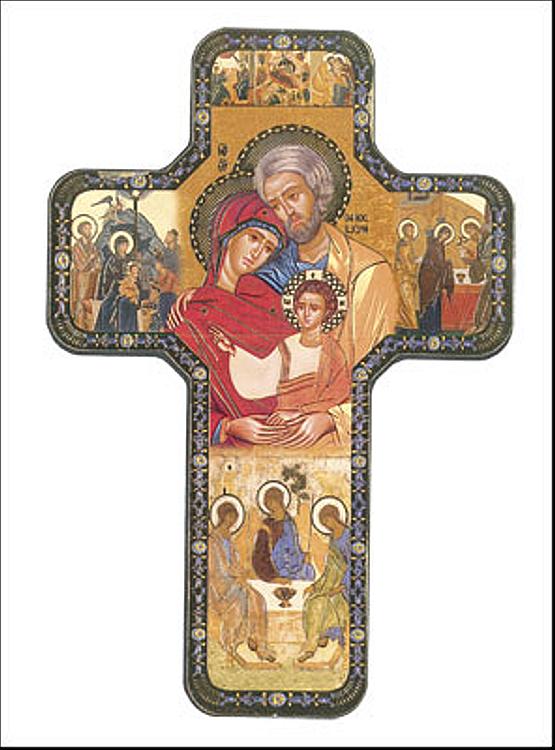 Wood Icon Cross - Holy Family