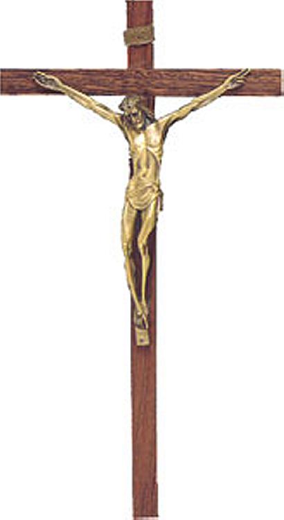 Wood Crucifix - 18 inch wall mounted - silver corpus