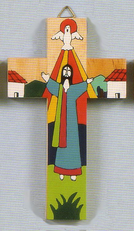 Latin American Painted Cross - 15 cm - Risen Christ