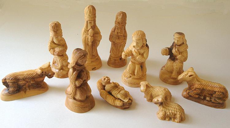 Carved Olive wood Nativity Set - 10cm