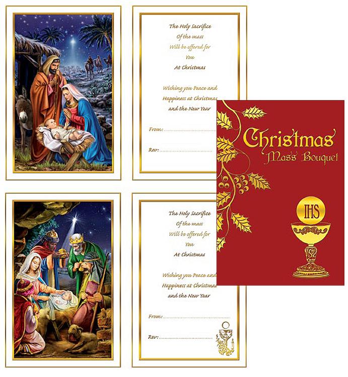 Christmas Card Pack - Deluxe Mass Bouquet - Nativity (single card)