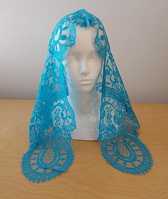 Spanish Floral Lace Mantilla - Turquoise