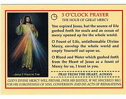 Prayer Card: Divine Mercy Chaplet and 3 o'clock prayer x10