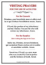 Vesting Prayer Card for Altar Servers