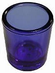 Glass votive light holder - blue glass