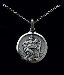 St Christopher medal - silver-plated medal