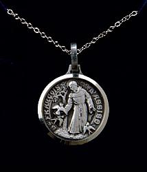 St Francis medal - silver-plated medal