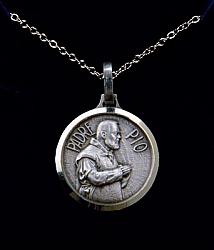 St Pio medal - silver-plated medal