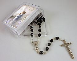 Boys Wood First Communion Rosary beads - Black