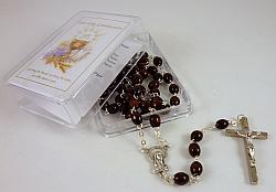 Wood First Communion Rosary beads - Brown