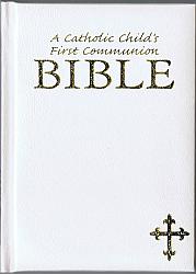 First Communion Bible - white imitation leather