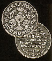 First Communion Pewter Token