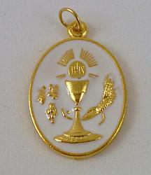 Large First Communion Chalice Medal - Oval