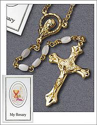 First Communion Rosary - Mother of Pearl/Gold