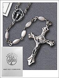 First Communion Rosary - Mother of Pearl/Silver