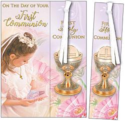 Girl First Communion Card with Bookmark