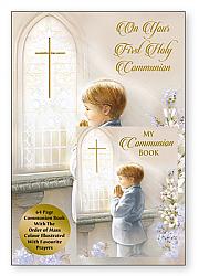 First Communion Boy Card with Prayer Book