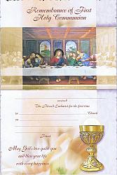 First Communion Certificate - Last Supper