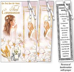 Girl First Communion Card with Bookmark