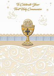 Hand-crafted Communion Card - Gold