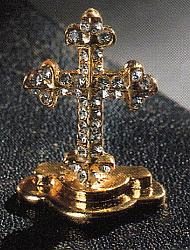 Mini gold-plated cross inlaid with stones
