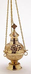 28 cm large ornate brass thurible
