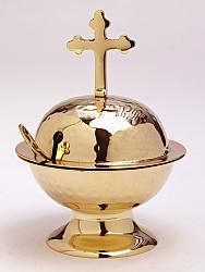 Brass cross incense holder with spoon