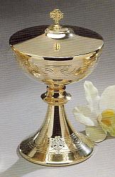 Gold-plated brass ciborium with celtic cross motif