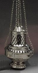 Extra large nickel-plated brass thurible - 33 cm
