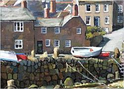 Greetings card - Boats on the Quayside Mousehole