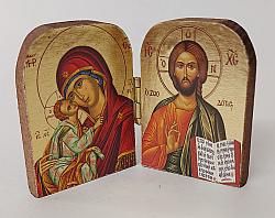 Diptych - Christ Blessing/Virgin and Child - 7 x 5 cm