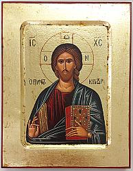 Christ Pantocrator wooden carved icon - 14 x 18 cm