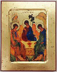 Trinity of Rublev wooden carved icon - 14 x 18 cm