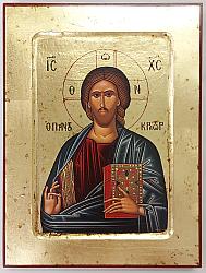 Christ Pantocrator wooden carved icon - 18 x 24 cm