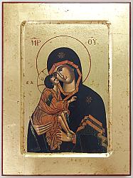 Our Lady of Vladimir wooden carved icon - 18 x 24 cm