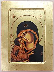 Our Lady of Vladimir (detail) wooden carved icon - 18 x 24 cm