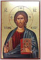 Greek wood icon - Saviour Pantocrator - 13 x 19 cm