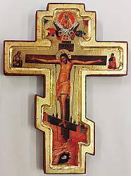 Greek wooden carved icon crucifix - 16 x 23 cm