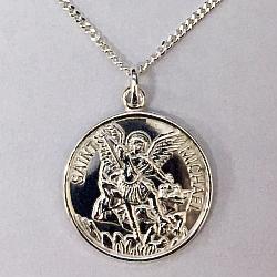 St Michael silver medal with chain