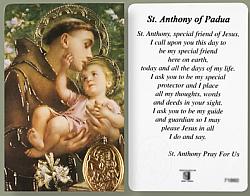St Anthony Prayer Card with Gold Foil Medal