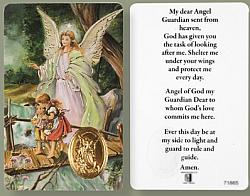 Guardian Angel Prayer Card with Gold Foil Medal