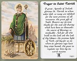 St Patrick Prayer Card with Gold Foil Medal