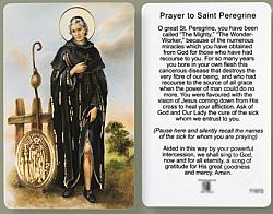 St Peregrine Prayer Card with Gold Foil Medal