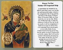Perpetual Help Prayer Card with Gold Foil Medal