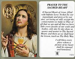 Sacred Heart Prayer Card with Gold Foil Medal