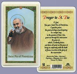 St Pio Laminated Prayer Card