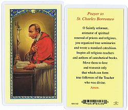 St Charles Borromeo Laminated Prayer Card