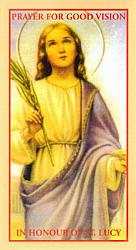 Prayer Card: St Lucy - Prayer For Good Vision x 10